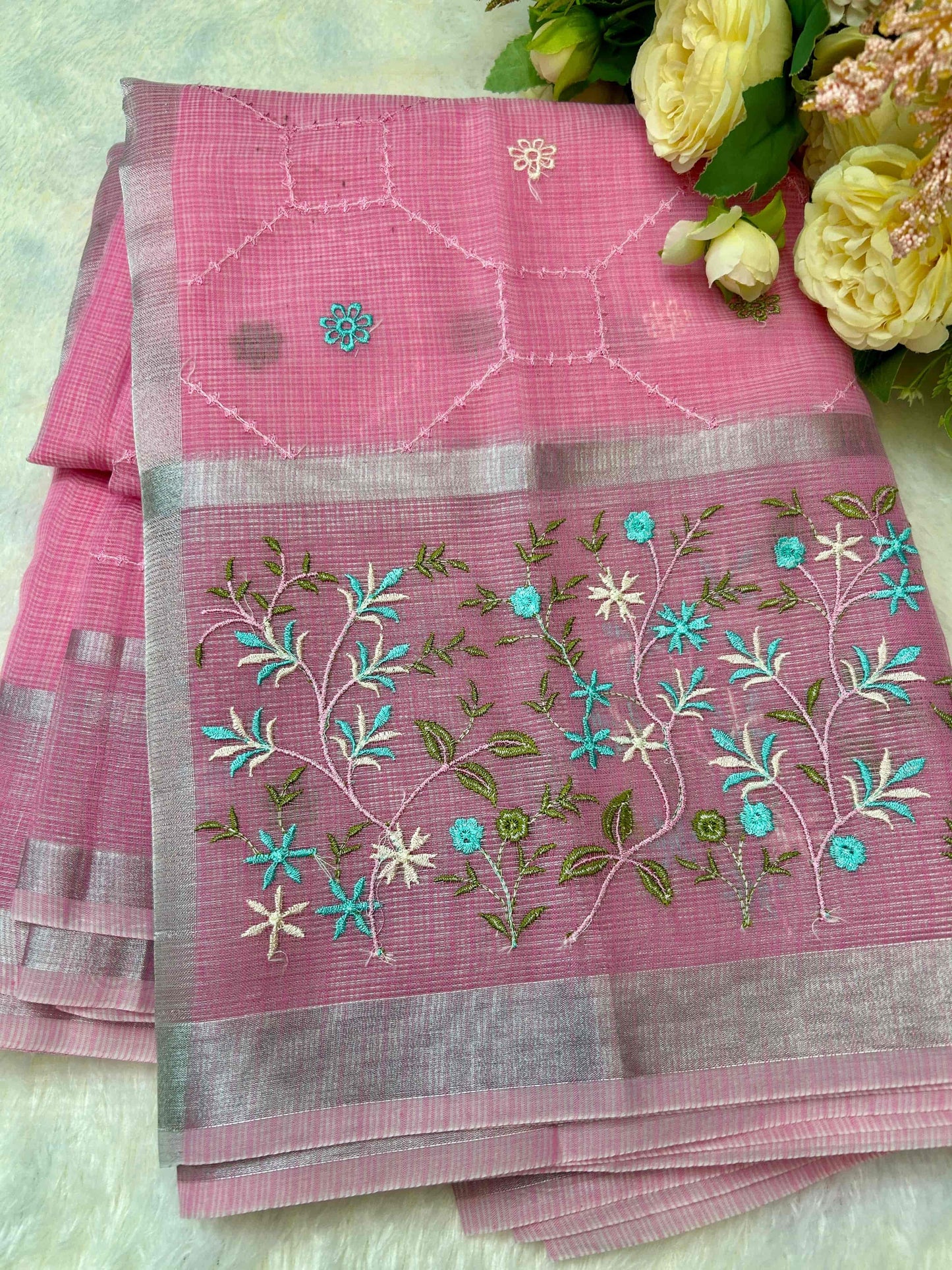 Pink with embriodry kota katan banarasi saree Niaura