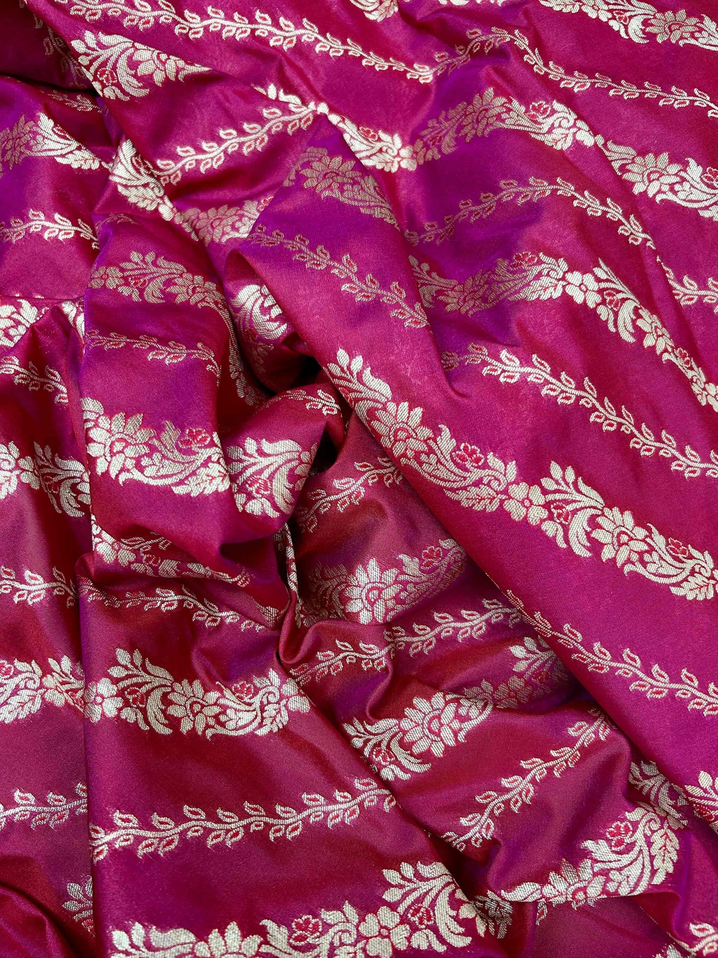 Purple stripe design katan banarasi silk saree Niaura