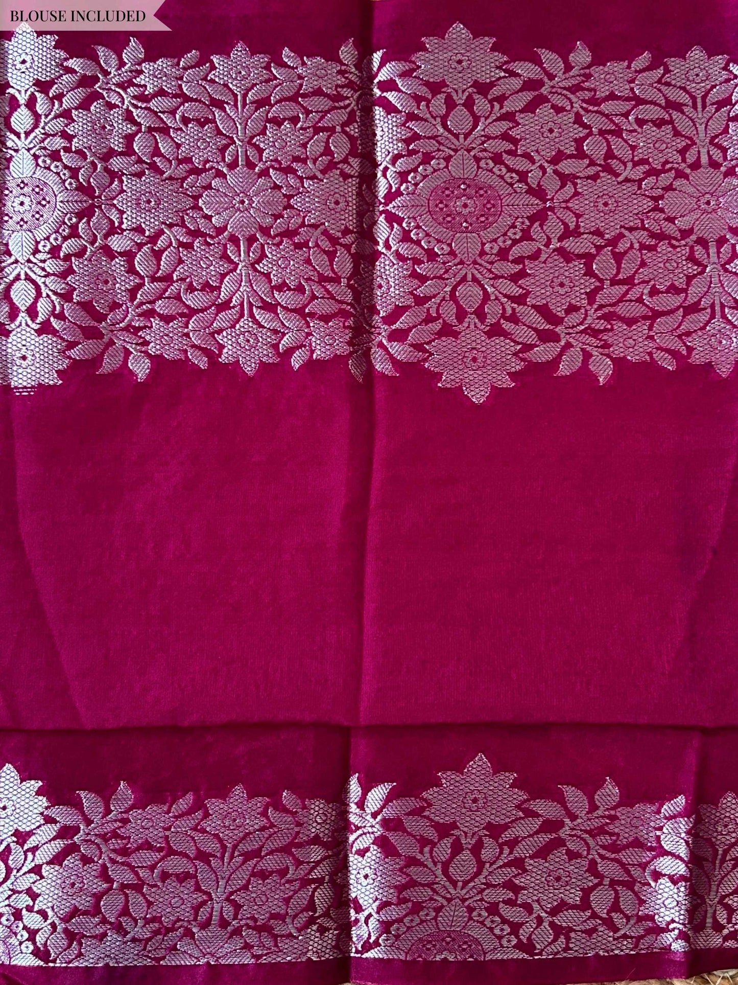Powdered Blue Dupion Silk Banarasi Saree Silver Zari Booti