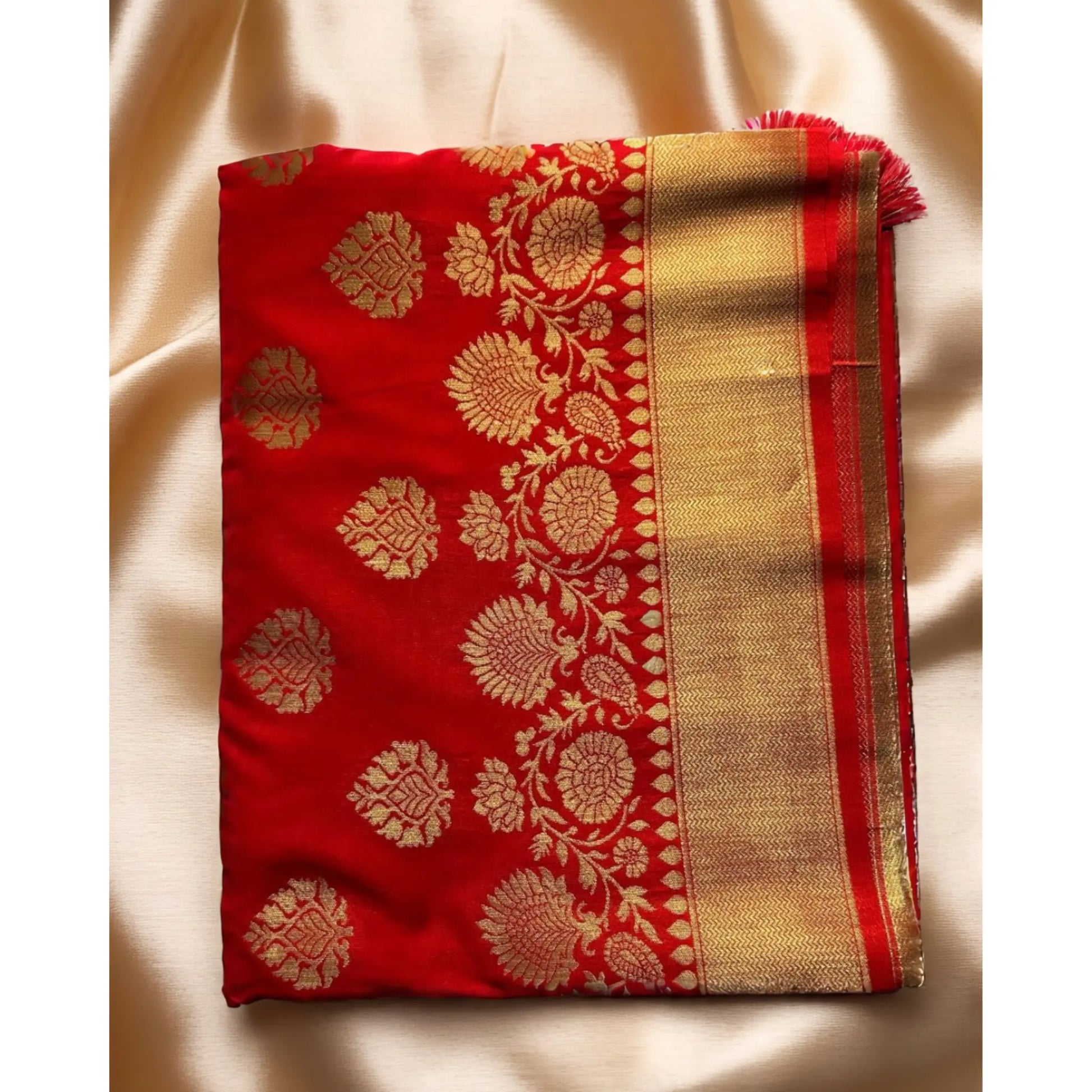 Red katan banarasi silk saree Niaura