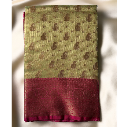 Gold and pink tissue banarasi silk saree Niaura