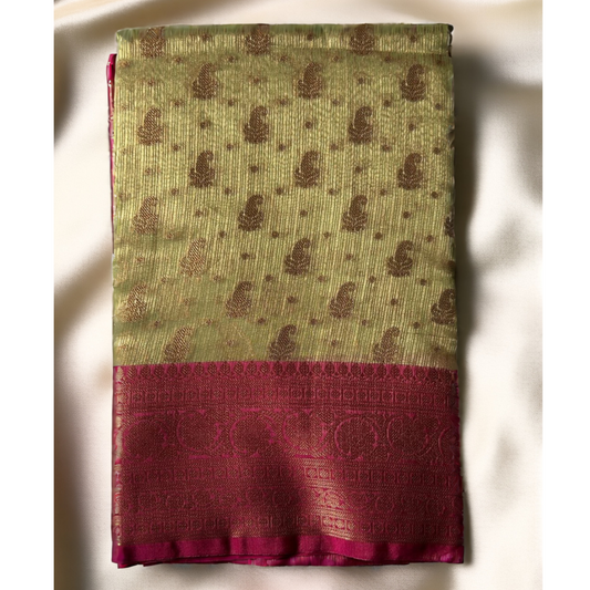 Gold and pink tissue banarasi silk saree Niaura