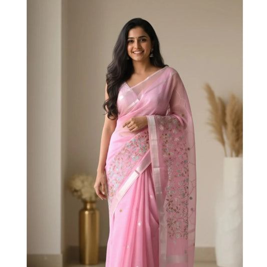 Pink with embriodry kota katan banarasi saree Niaura