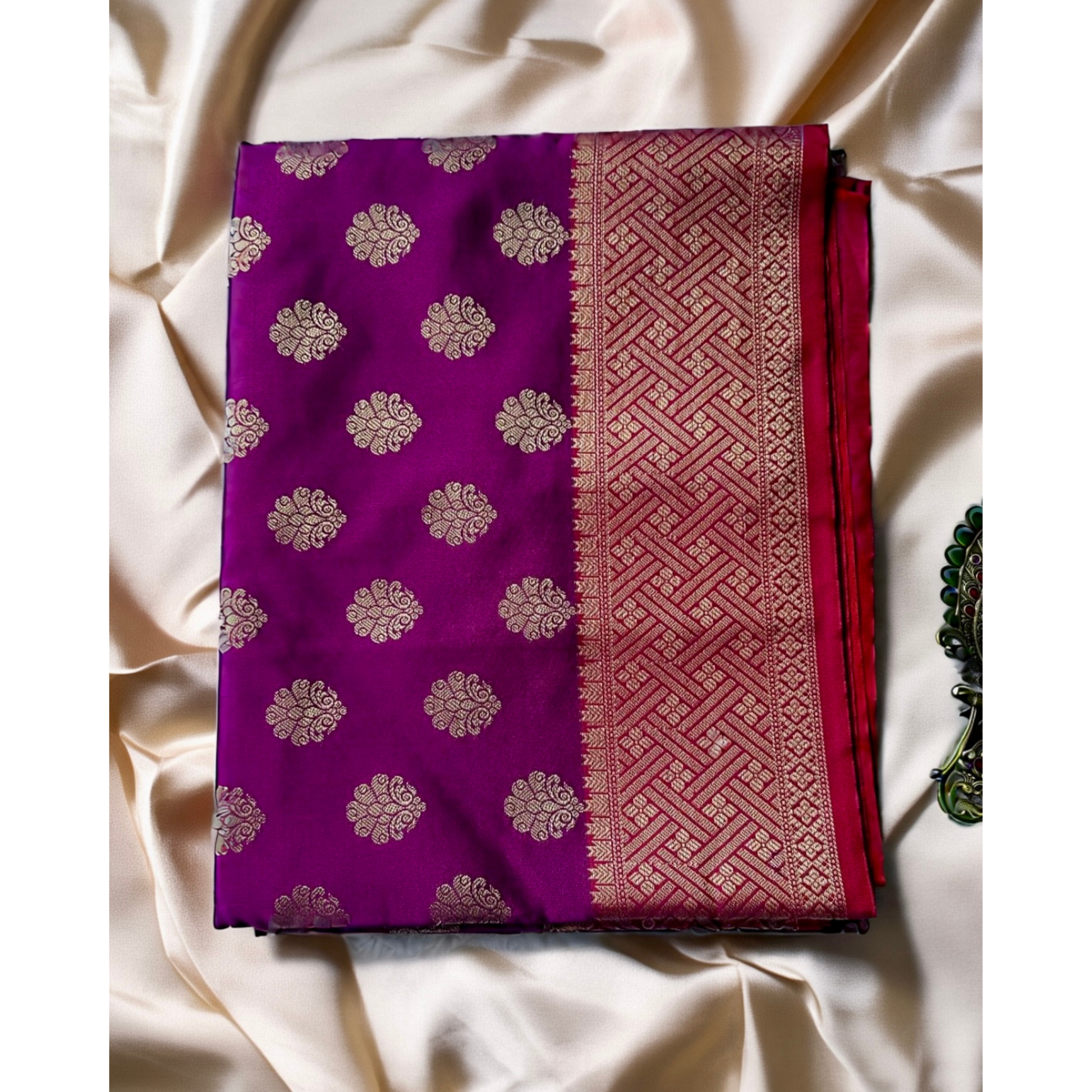Purple and red butta banarasi katan silk saree Niaura