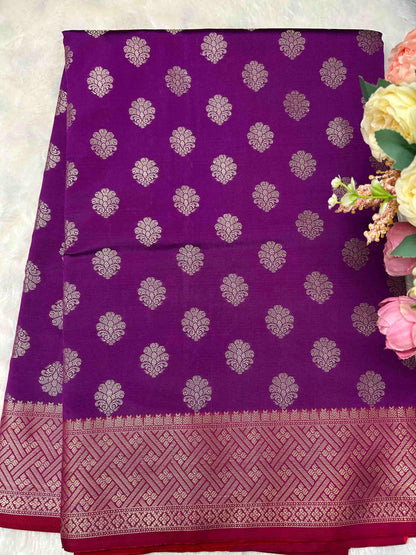 Purple and red butta banarasi katan silk saree Niaura