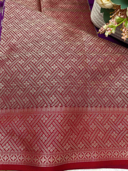 Purple and red butta banarasi katan silk saree Niaura