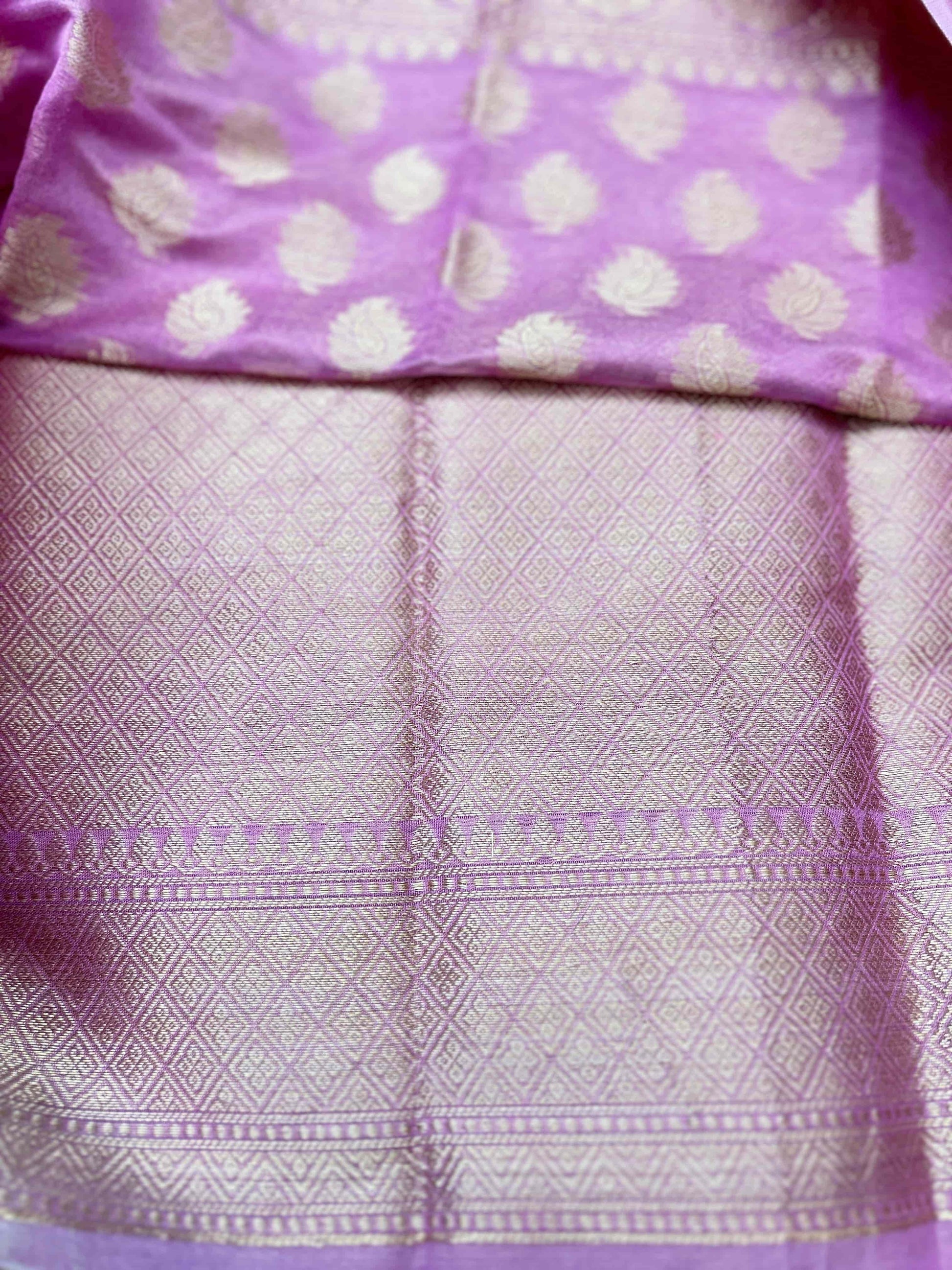 Lavender small butta banarasi soft silk saree Niaura