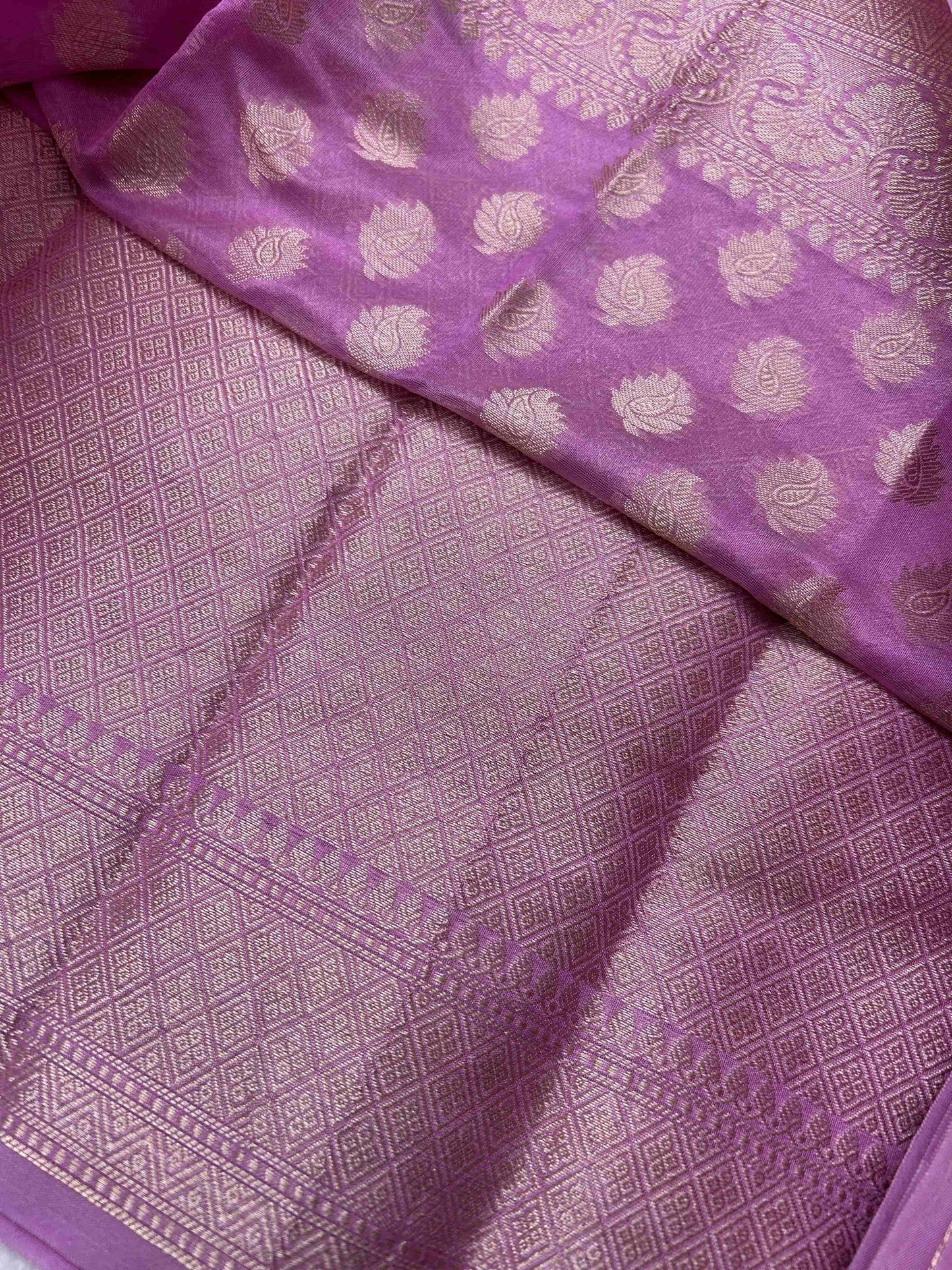 Lavender small butta banarasi soft silk saree Niaura