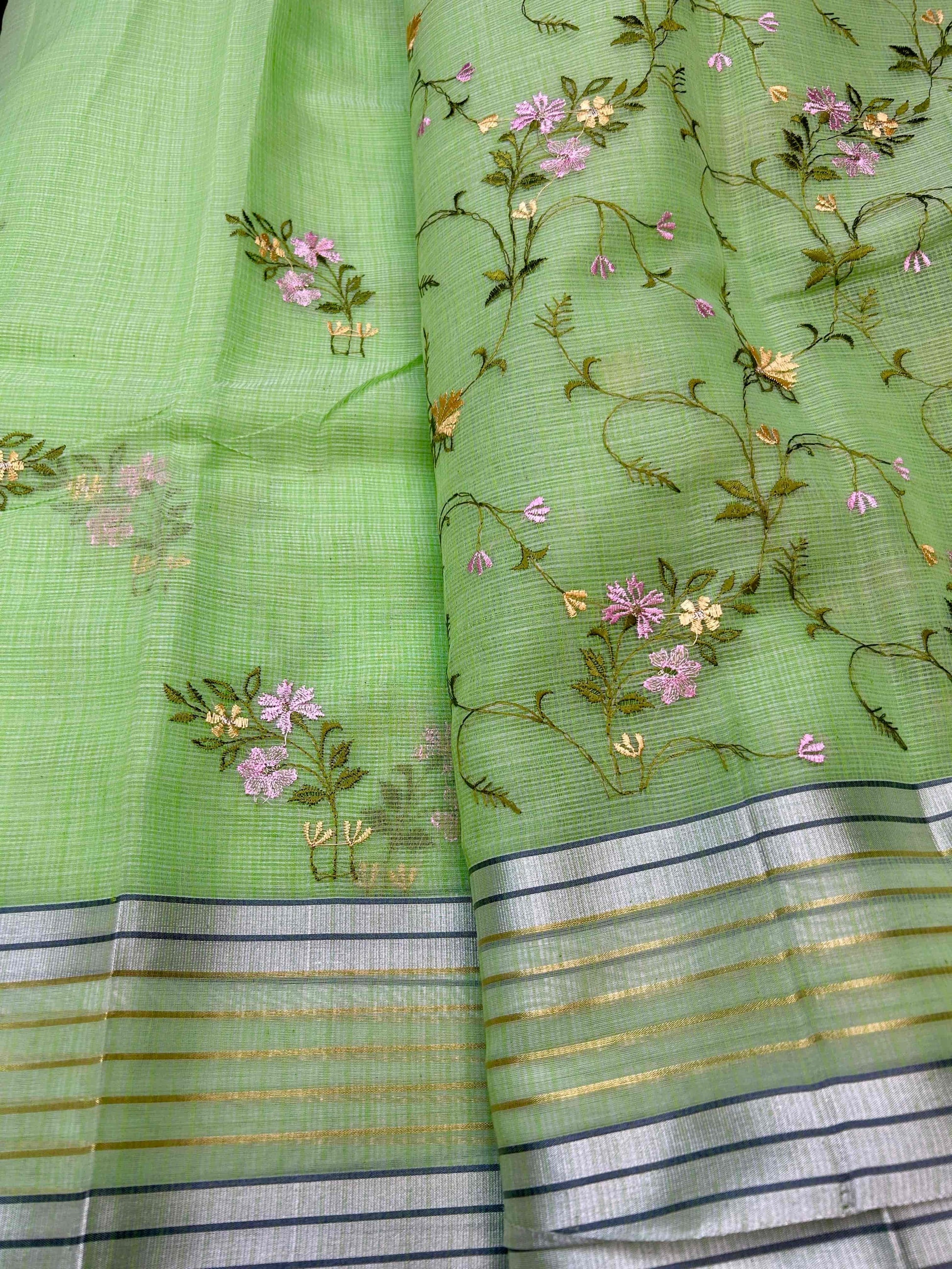 Green with embriodry kota katan banarasi saree Niaura