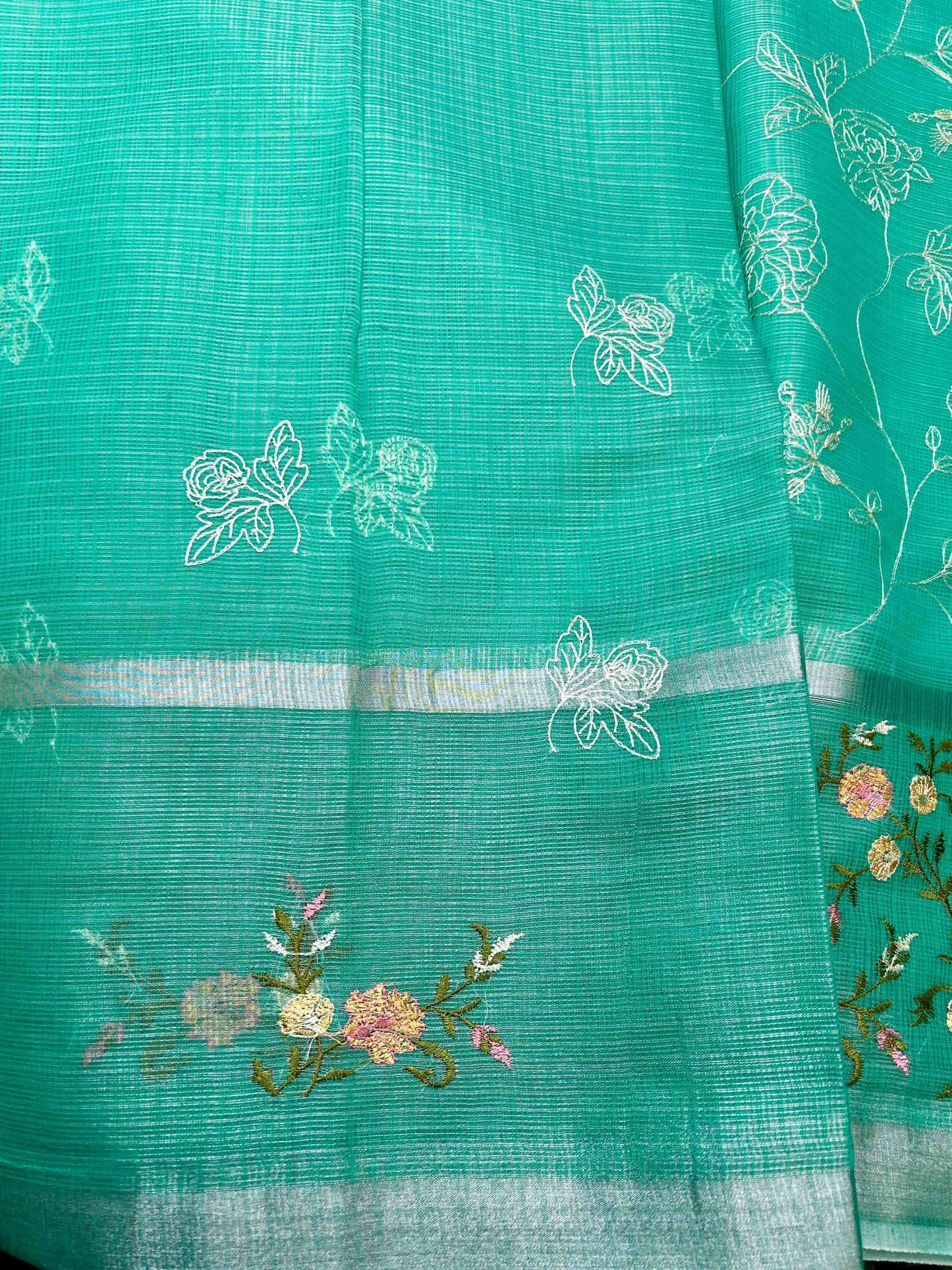 Green with embriodry kota katan banarasi saree Niaura