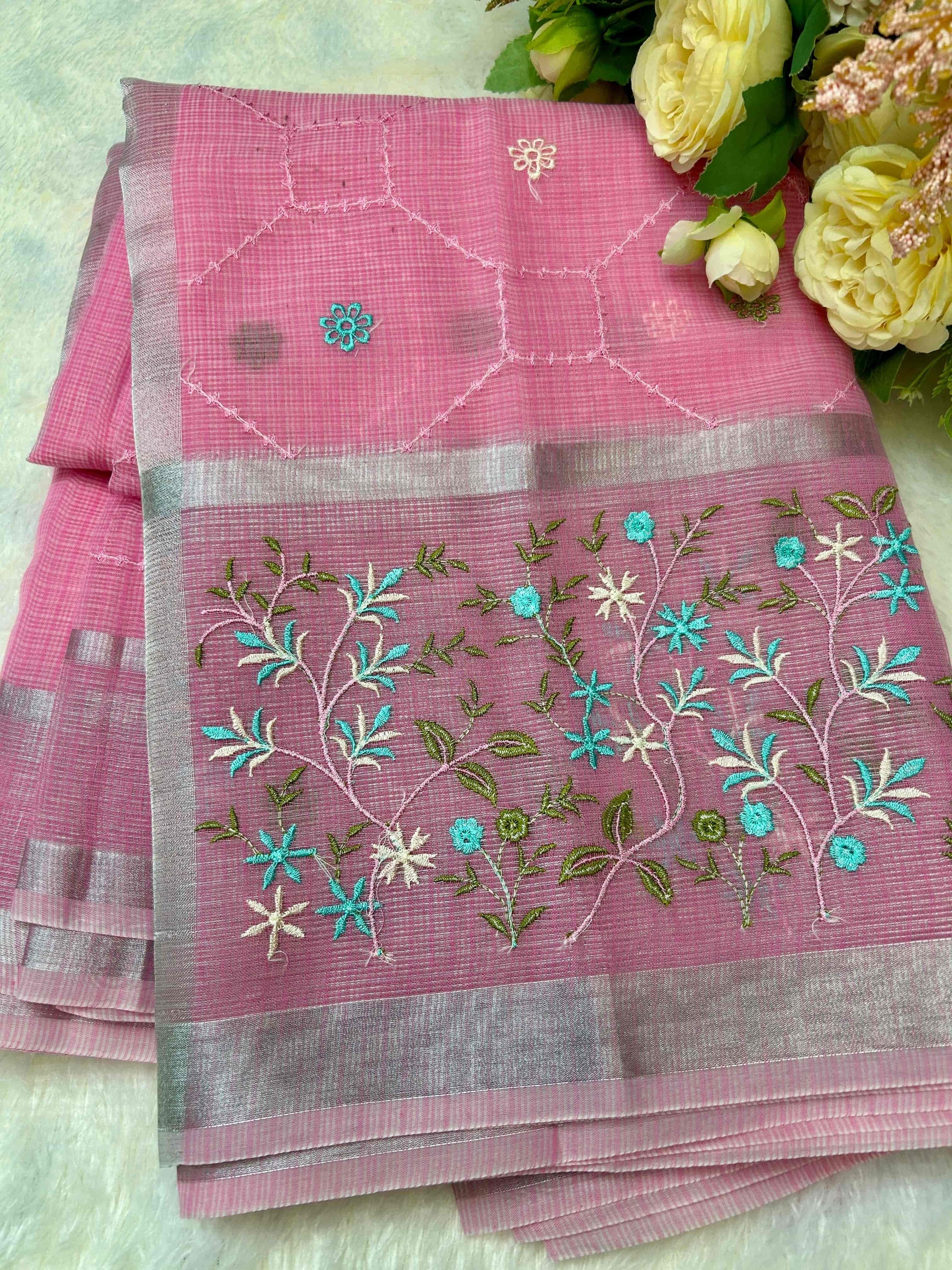 Pink with embriodry kota katan banarasi saree Niaura
