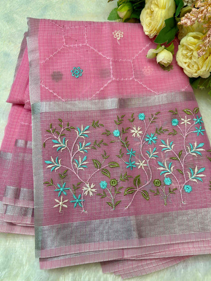 Pink with embriodry kota katan banarasi saree Niaura