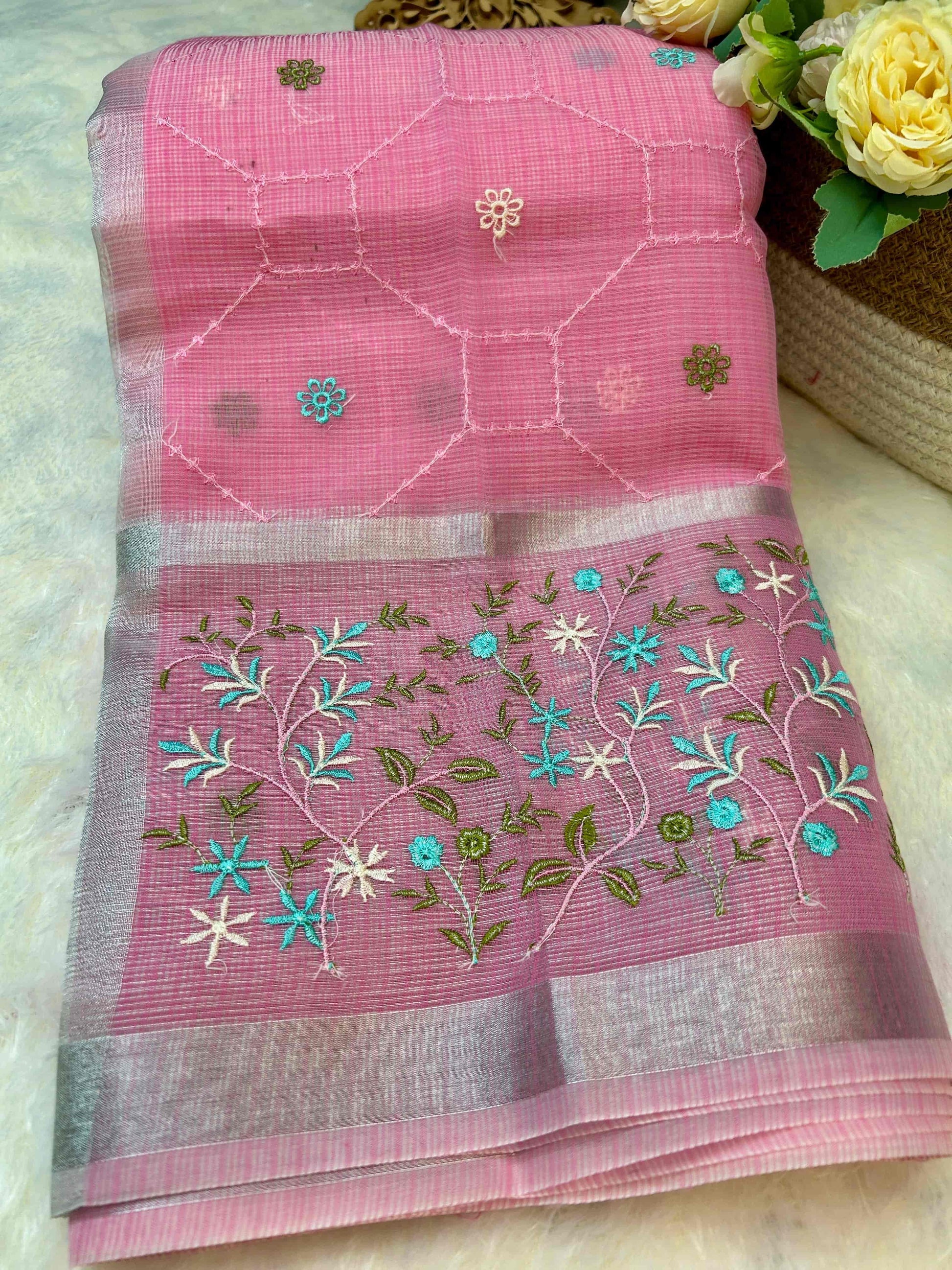 Pink with embriodry kota katan banarasi saree Niaura