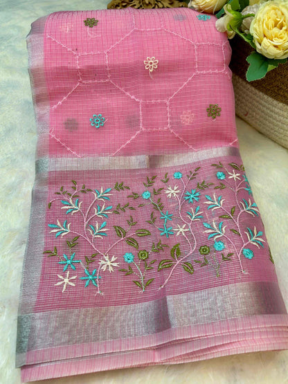 Pink with embriodry kota katan banarasi saree Niaura