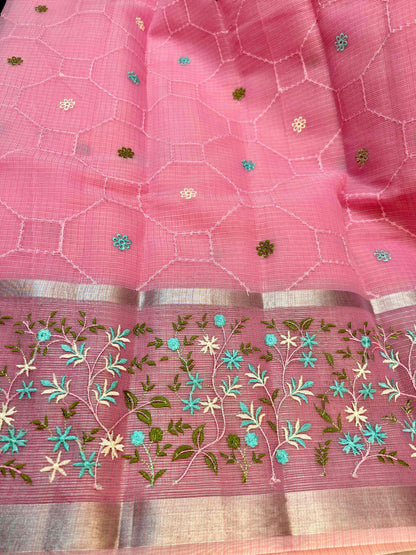 Pink with embriodry kota katan banarasi saree Niaura
