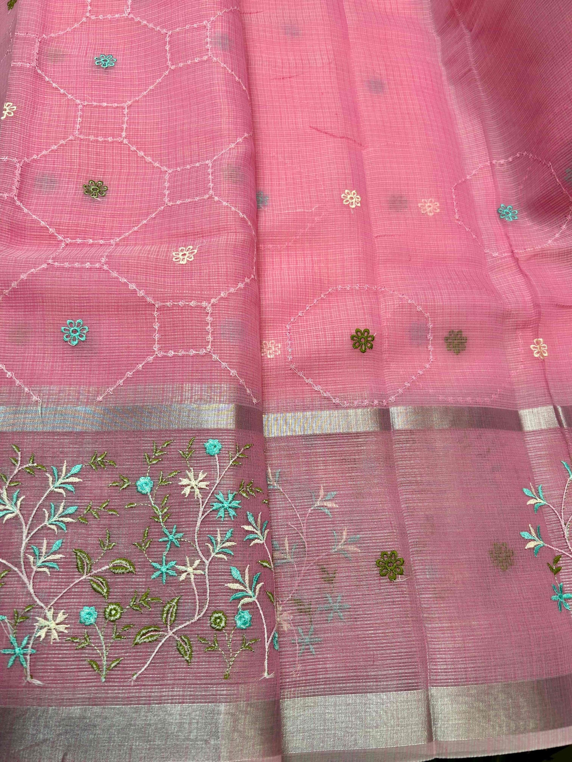 Pink with embriodry kota katan banarasi saree Niaura
