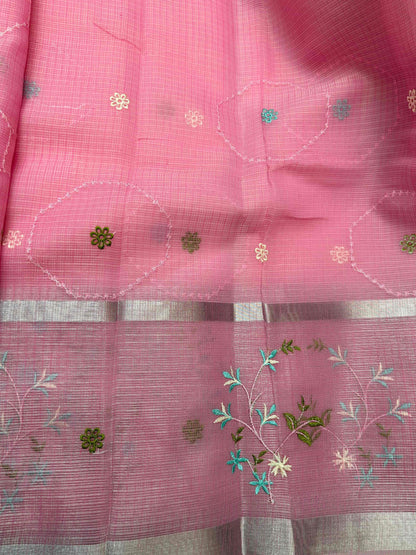 Pink with embriodry kota katan banarasi saree Niaura