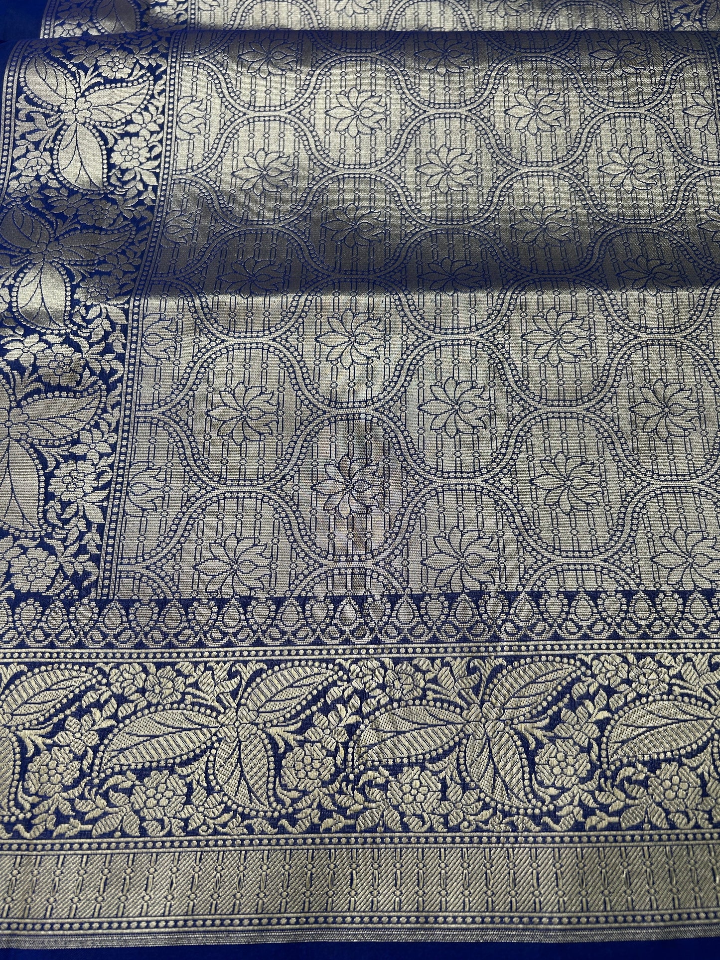 Blue with silver zari katan banarasi silk saree Niaura