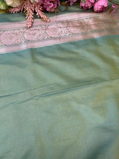 Green strips katan banarasi silk saree Niaura