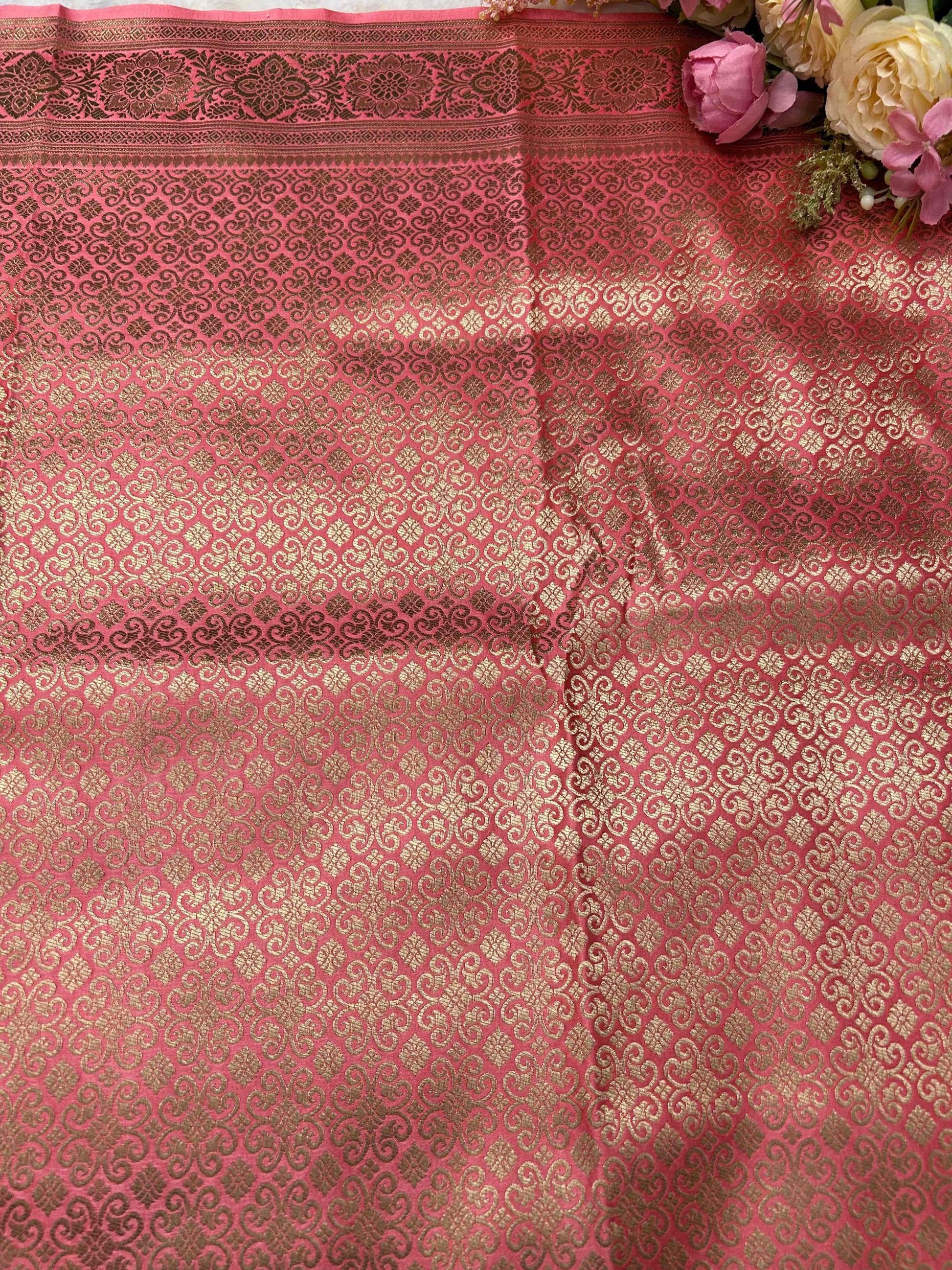 Pink with gold butta katan banarasi silk saree Niaura