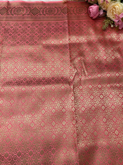 Pink with gold butta katan banarasi silk saree Niaura