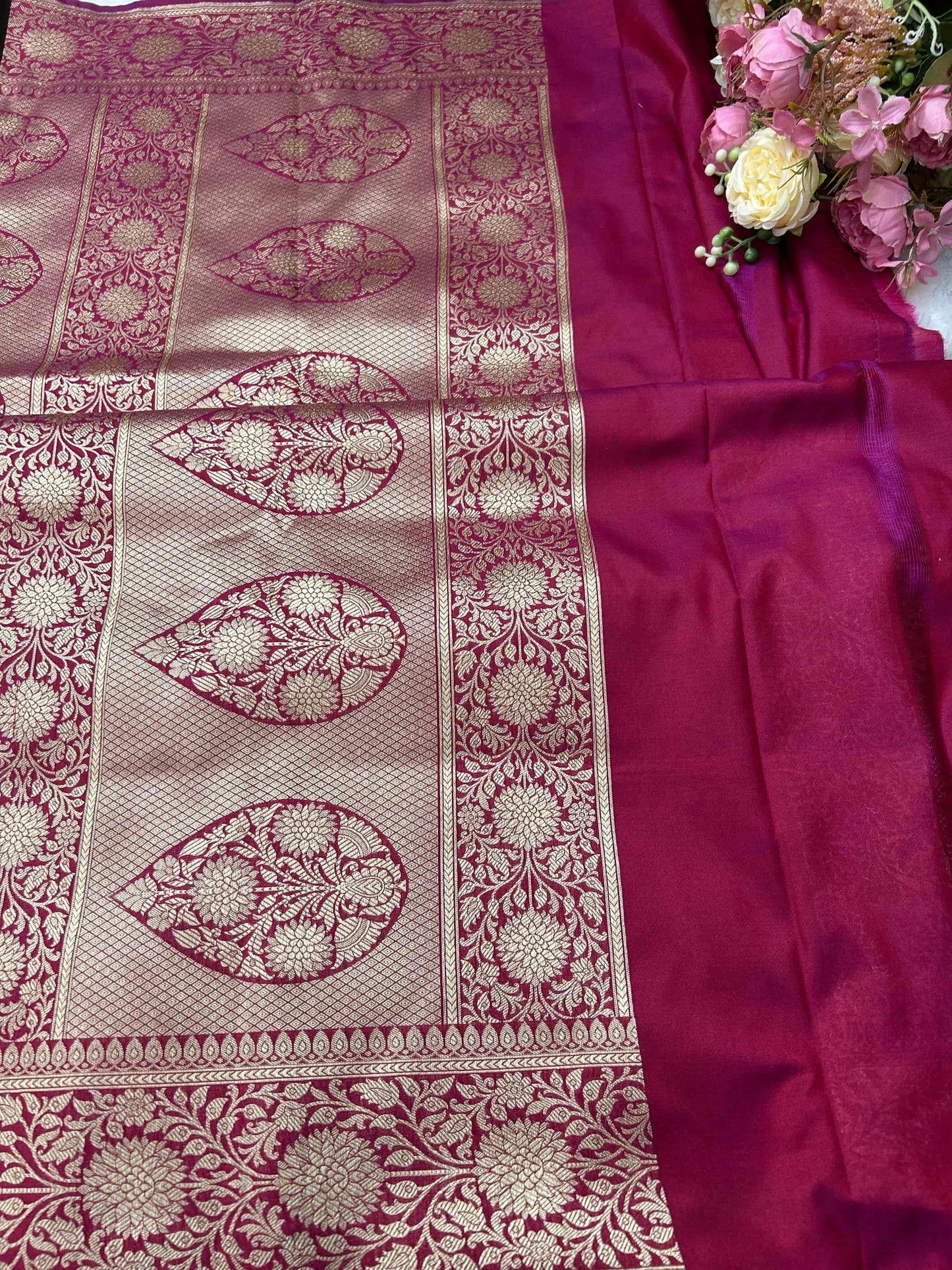 Purple stripe design katan banarasi silk saree Niaura