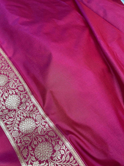 Purple stripe design katan banarasi silk saree Niaura