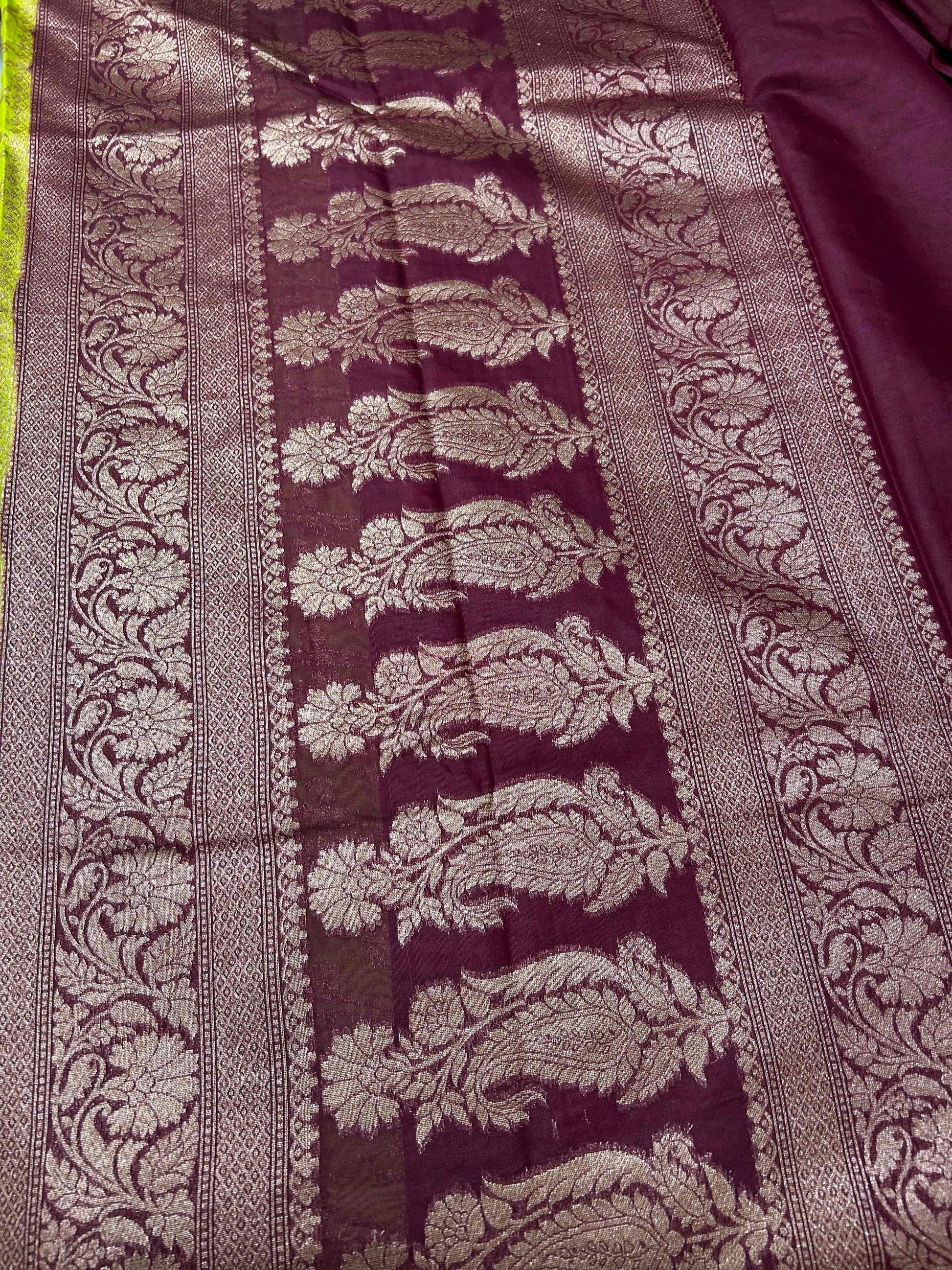 Green and coffee georgette banarasi silk saree Niaura