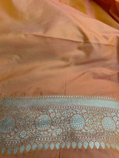 Orange-peach katan banarasi silk saree Niaura