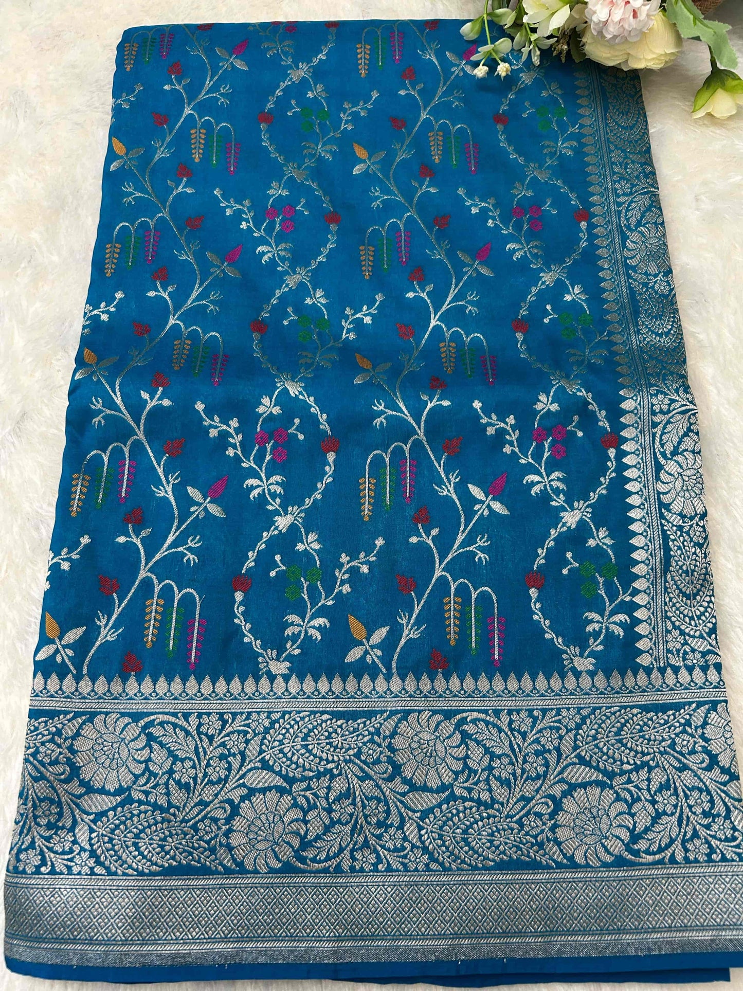 Blue meenakari design katan banarasi silk saree Niaura