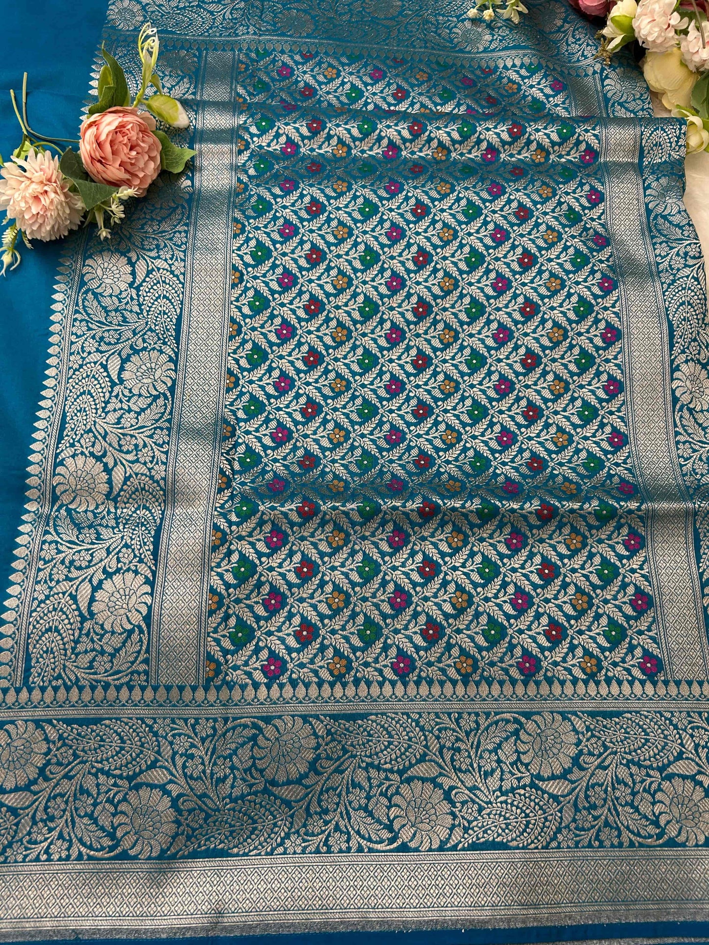 Blue meenakari design katan banarasi silk saree Niaura