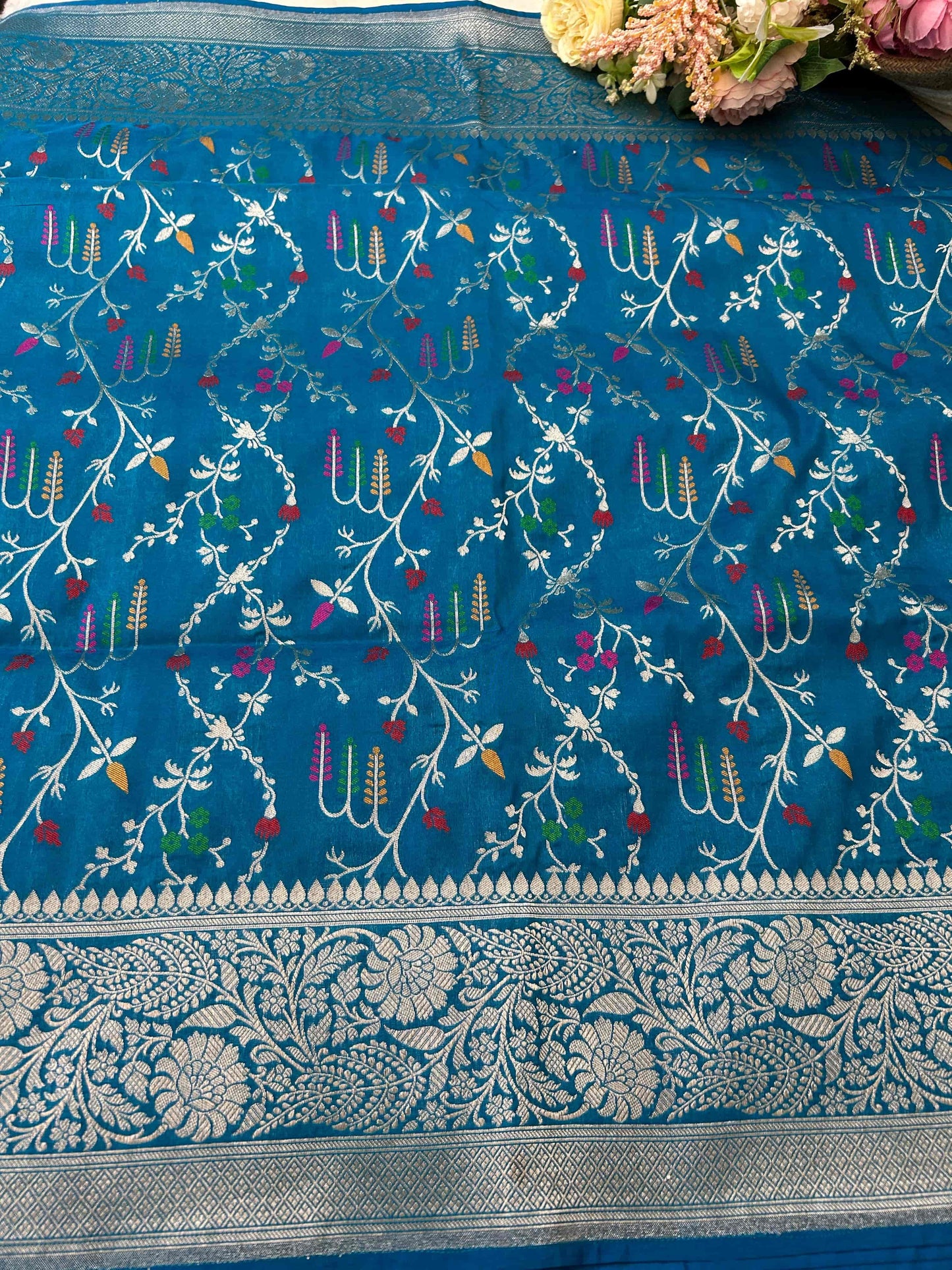 Blue meenakari design katan banarasi silk saree Niaura