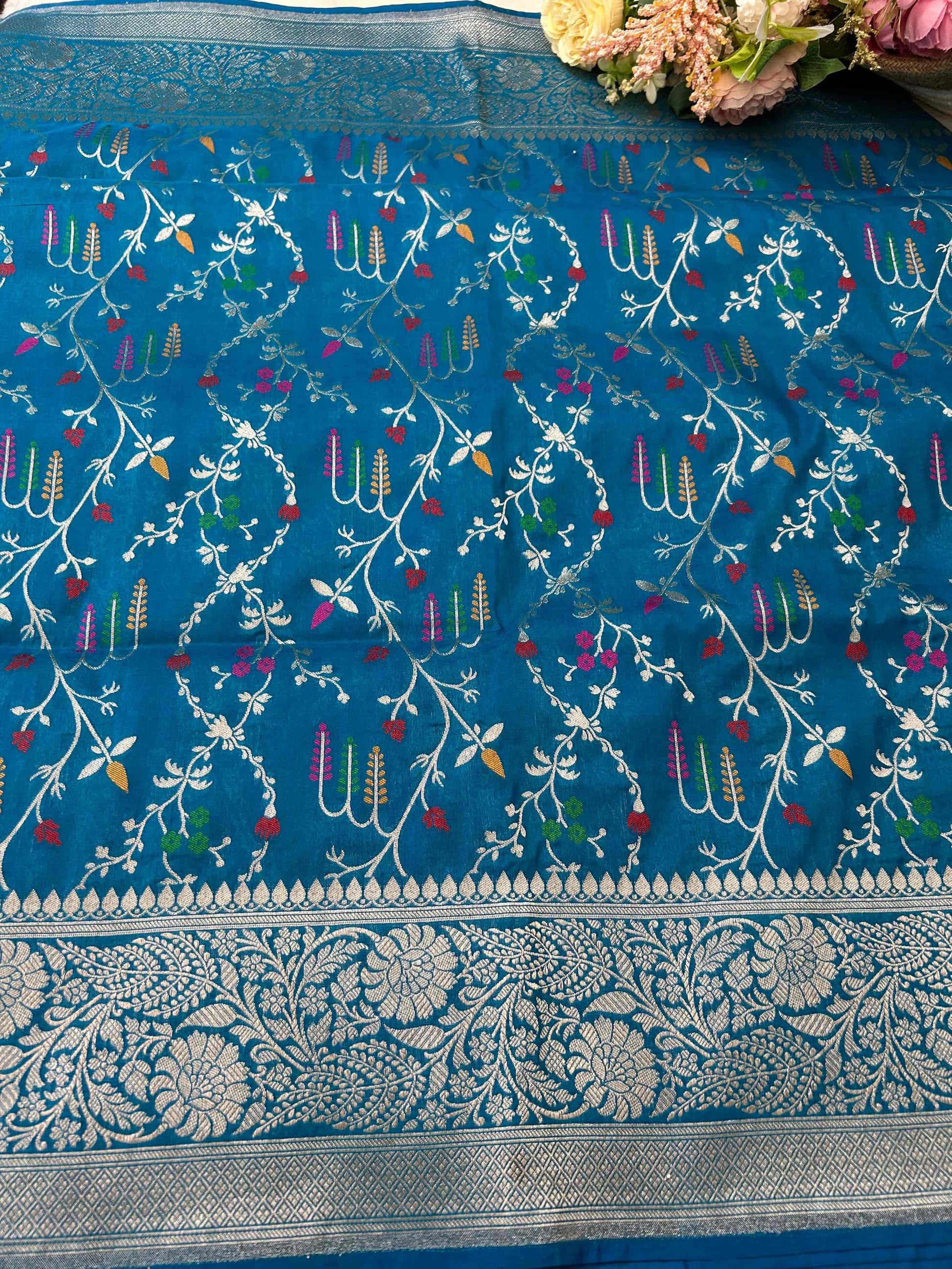 Blue meenakari design katan banarasi silk saree Niaura