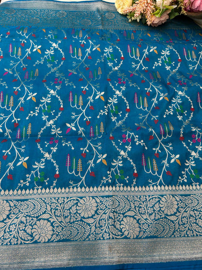 Blue meenakari design katan banarasi silk saree Niaura