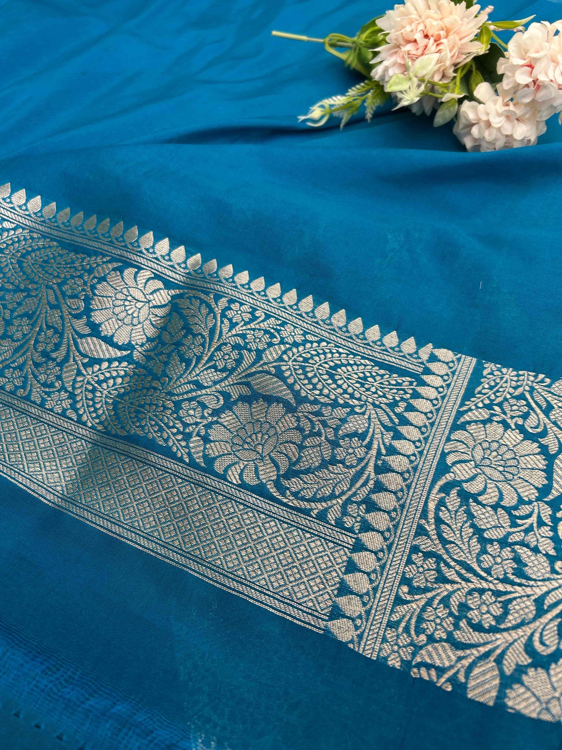 Blue meenakari design katan banarasi silk saree Niaura