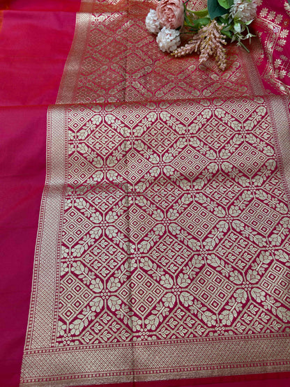 Pink meenakari premium katan banarasi silk saree Niaura