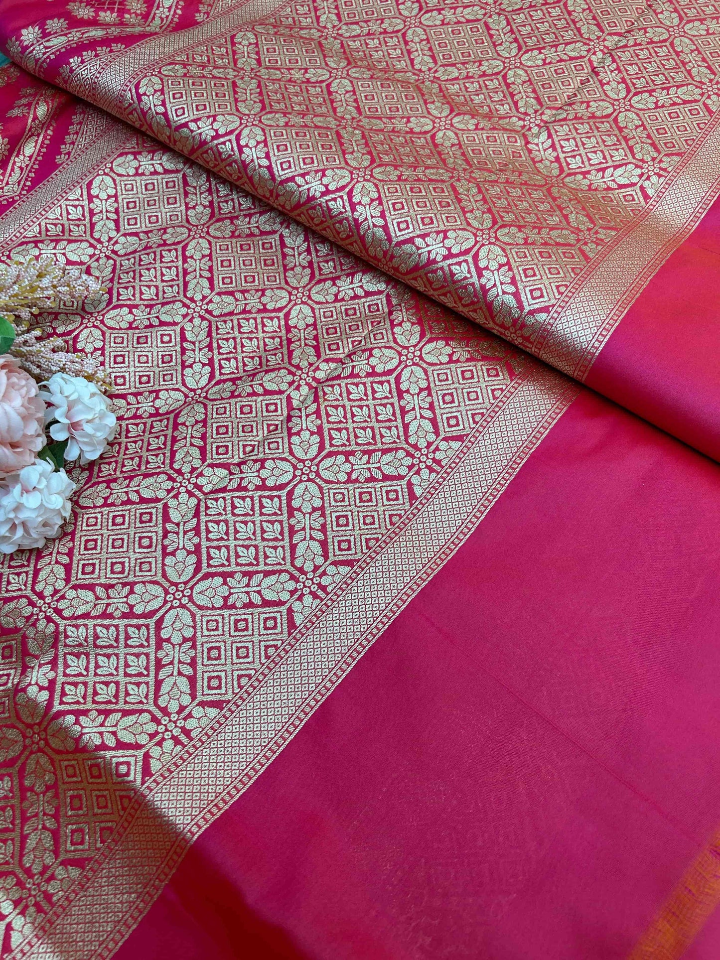 Pink meenakari premium katan banarasi silk saree Niaura