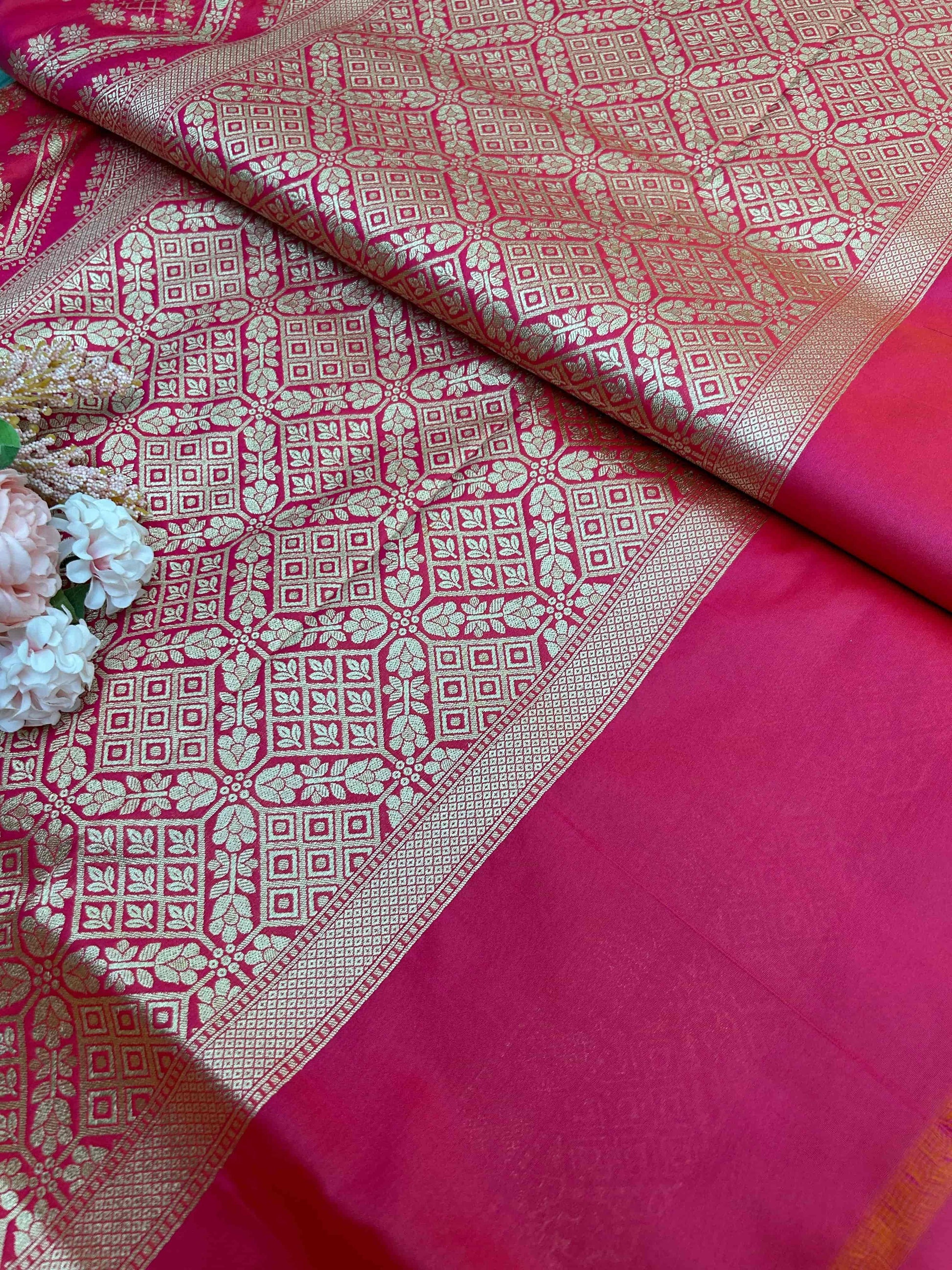 Pink meenakari premium katan banarasi silk saree Niaura