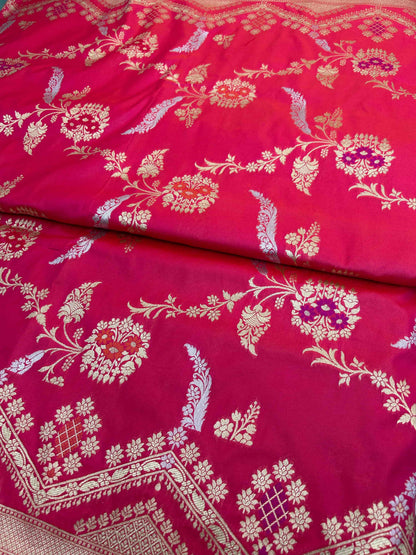 Pink meenakari premium katan banarasi silk saree Niaura
