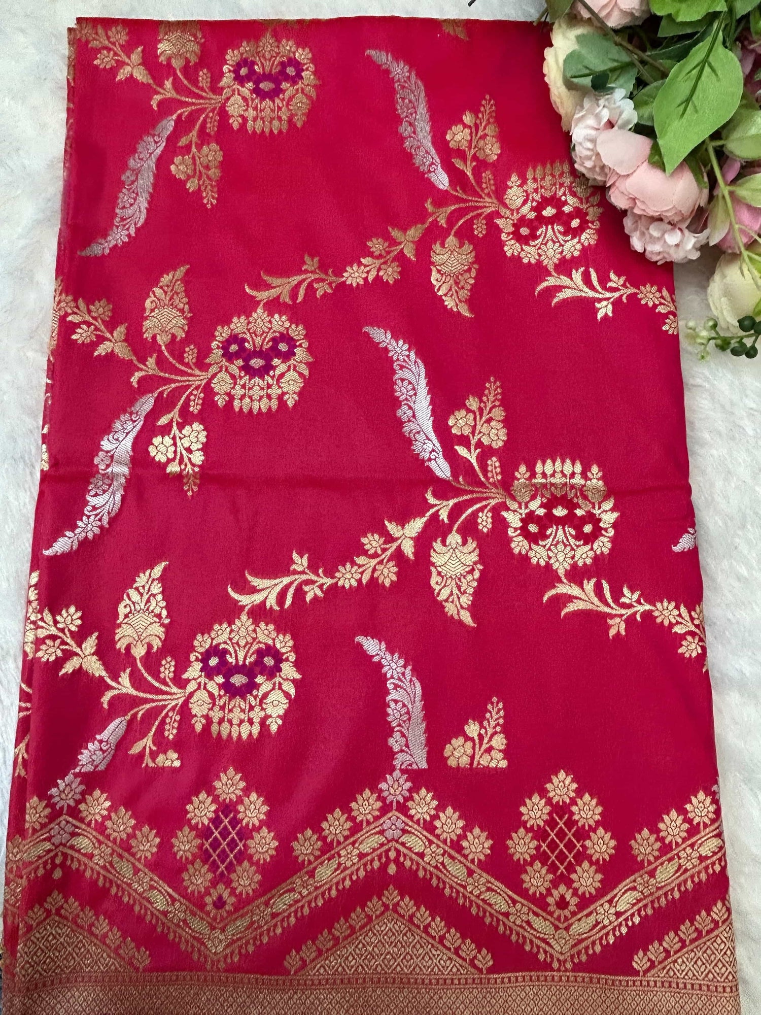 Pink meenakari premium katan banarasi silk saree Niaura