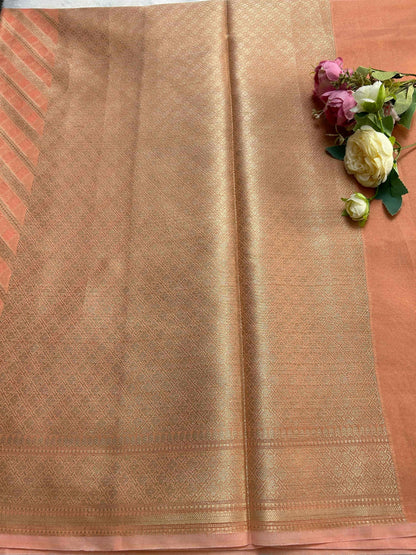 Peach stripes designer banarasi soft silk saree Niaura