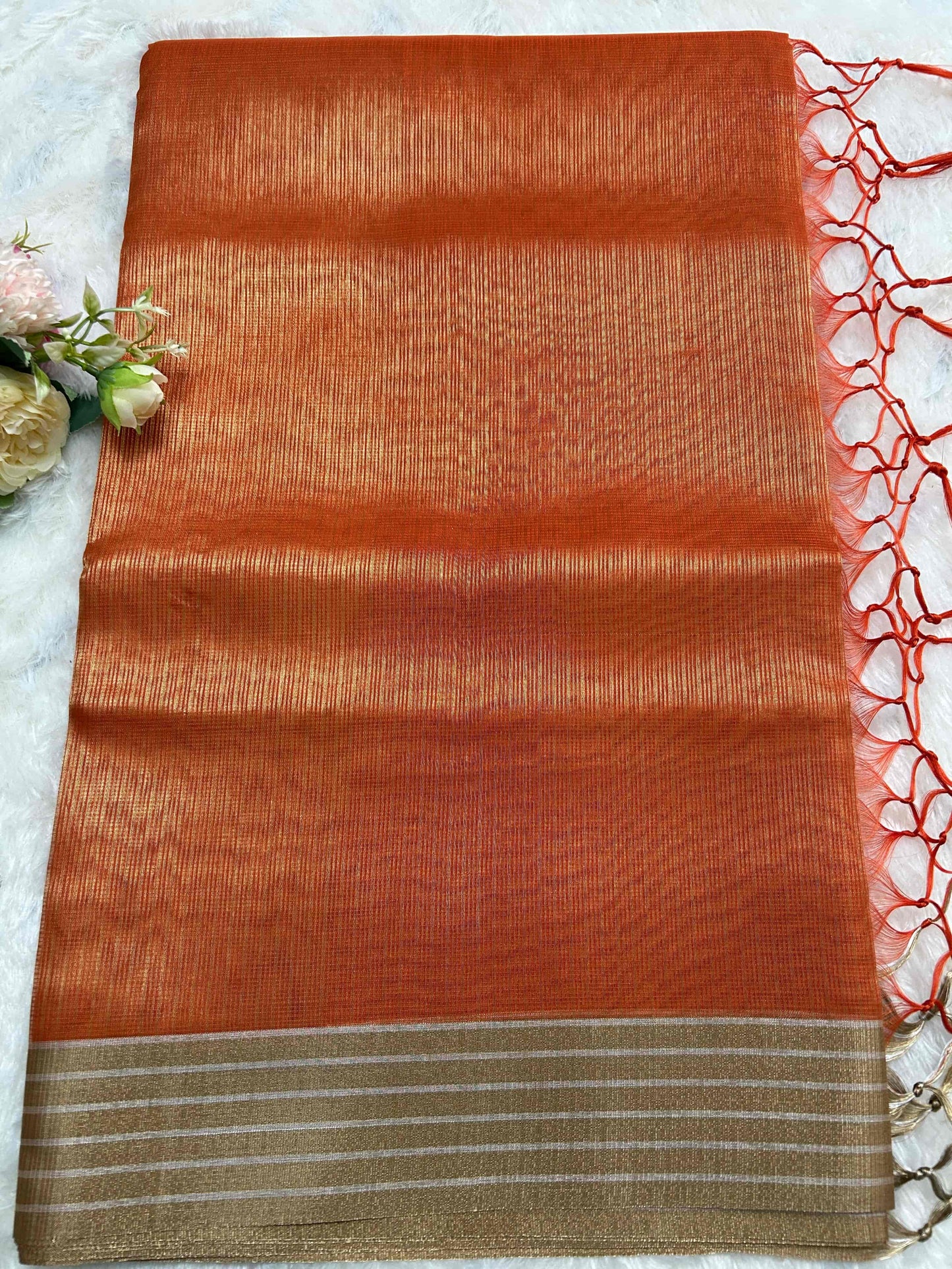 Organge kota tissue banarasi silk saree Niaura