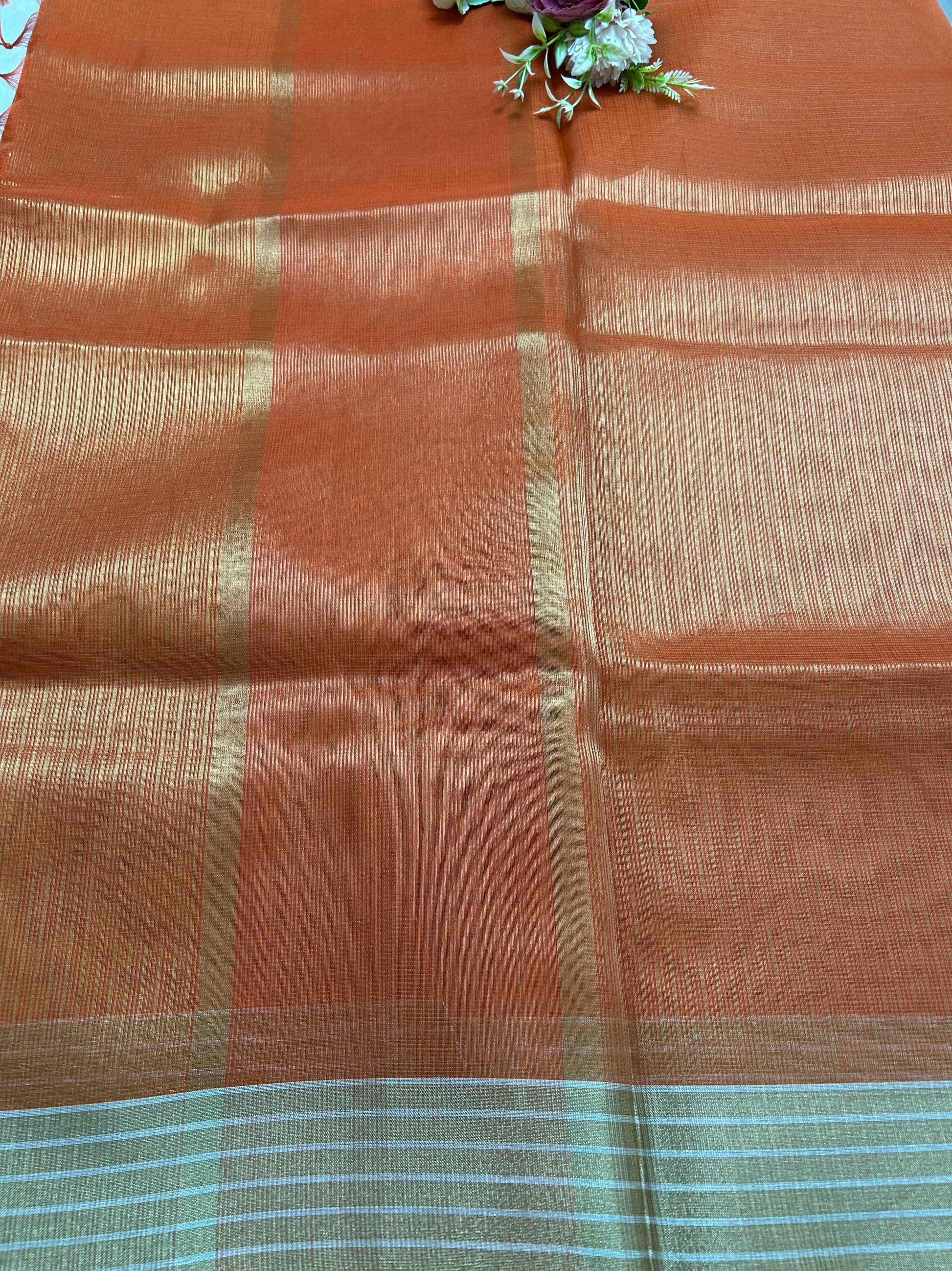 Organge kota tissue banarasi silk saree Niaura