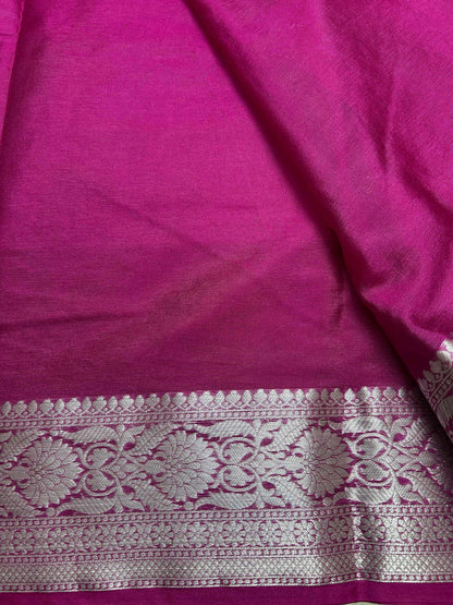Purple with silver zari boarder dupian banarasi silk saree Niaura