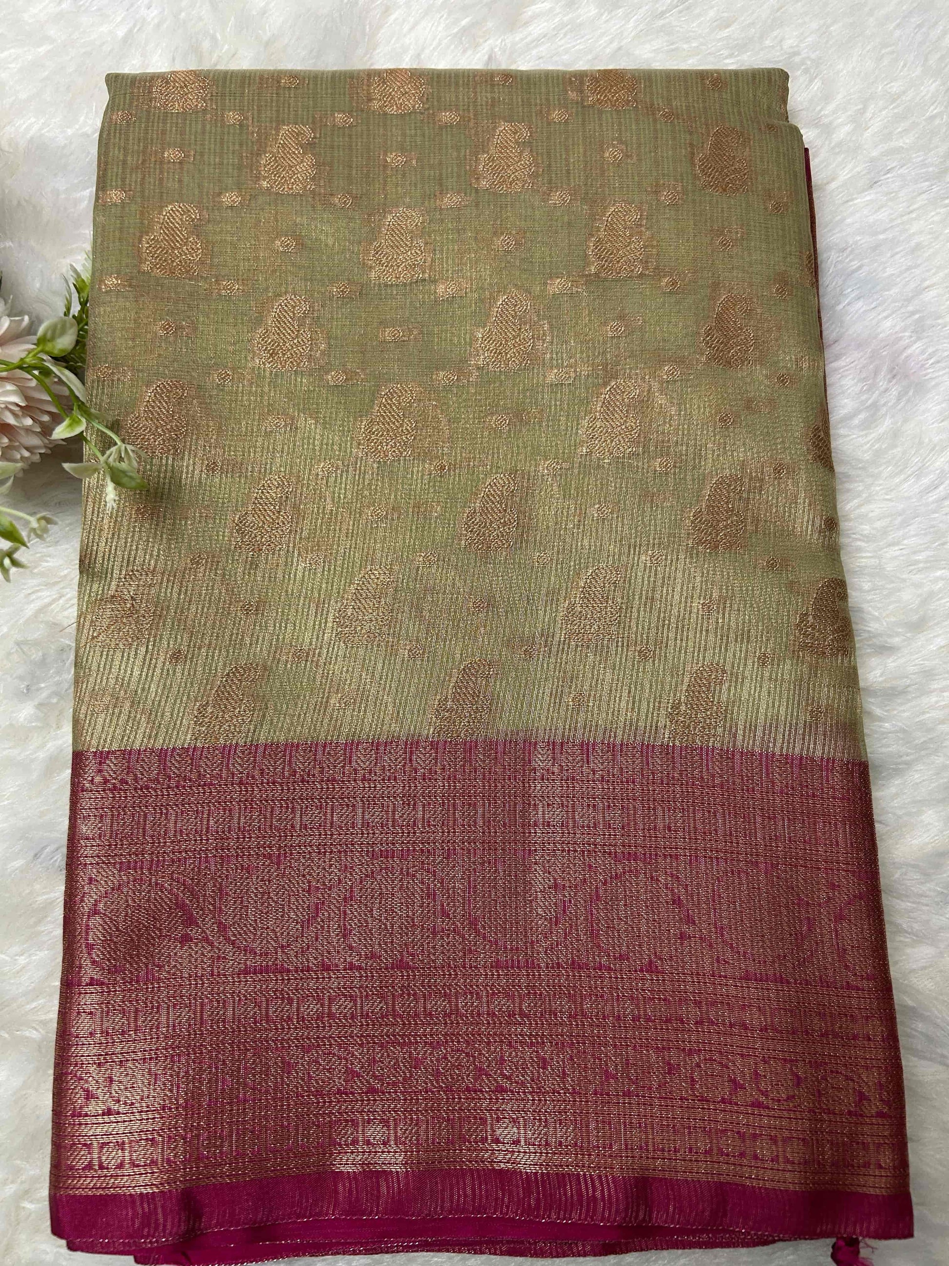 Gold and pink tissue banarasi silk saree Niaura