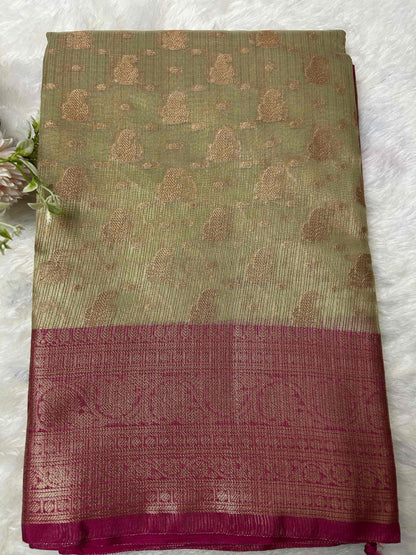 Gold and pink tissue banarasi silk saree Niaura