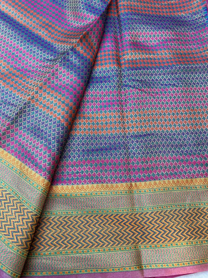 Pink with multicolour pure tusser banarasi silk saree Niaura