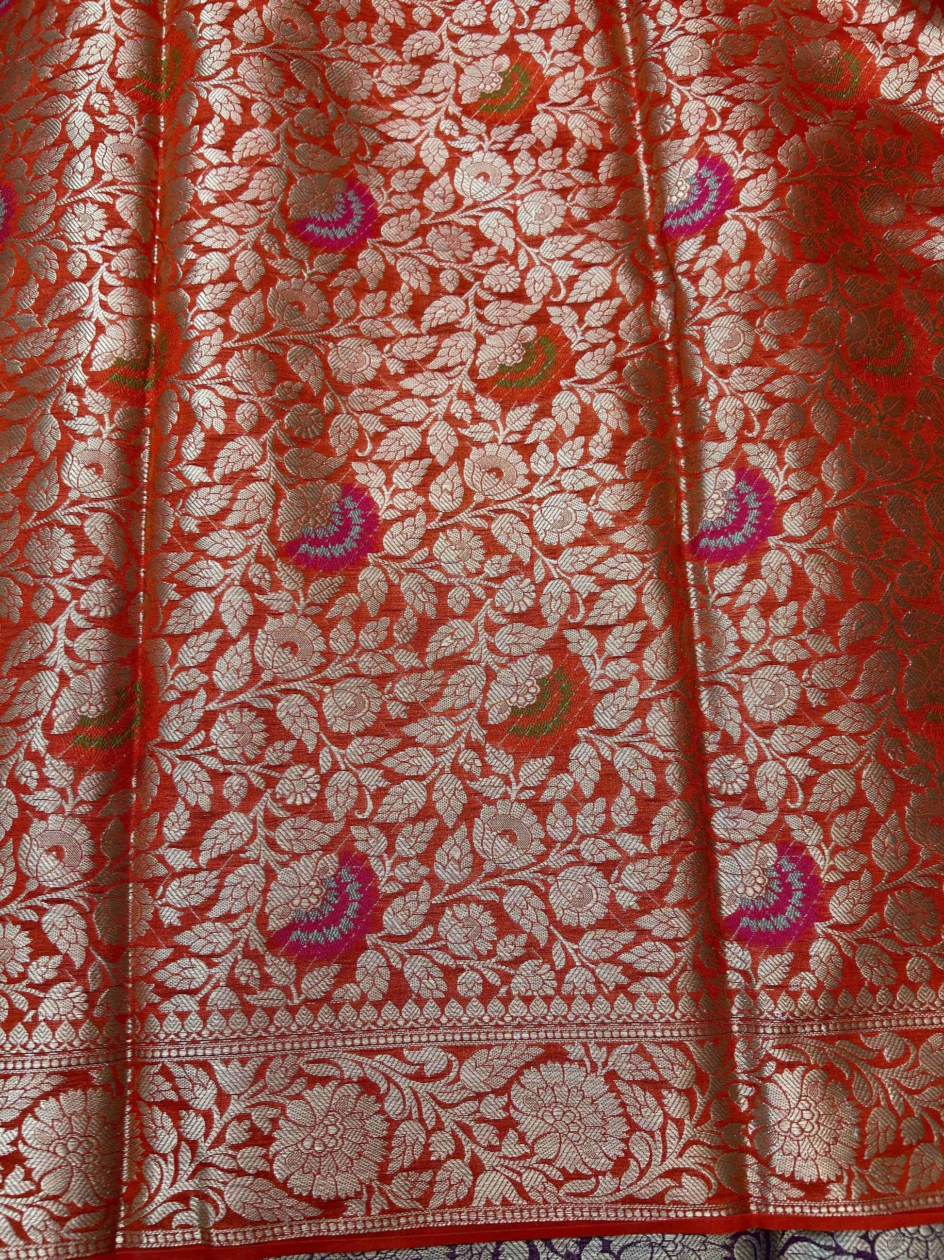 Purple jaal meenakari work georgette banarasi silk saree Niaura