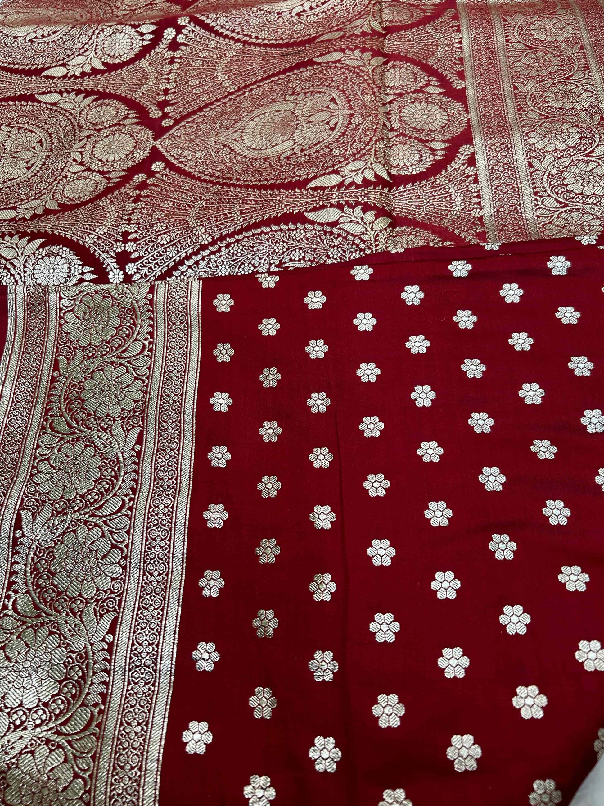 Maroon bridal katan banarasi silk saree Niaura