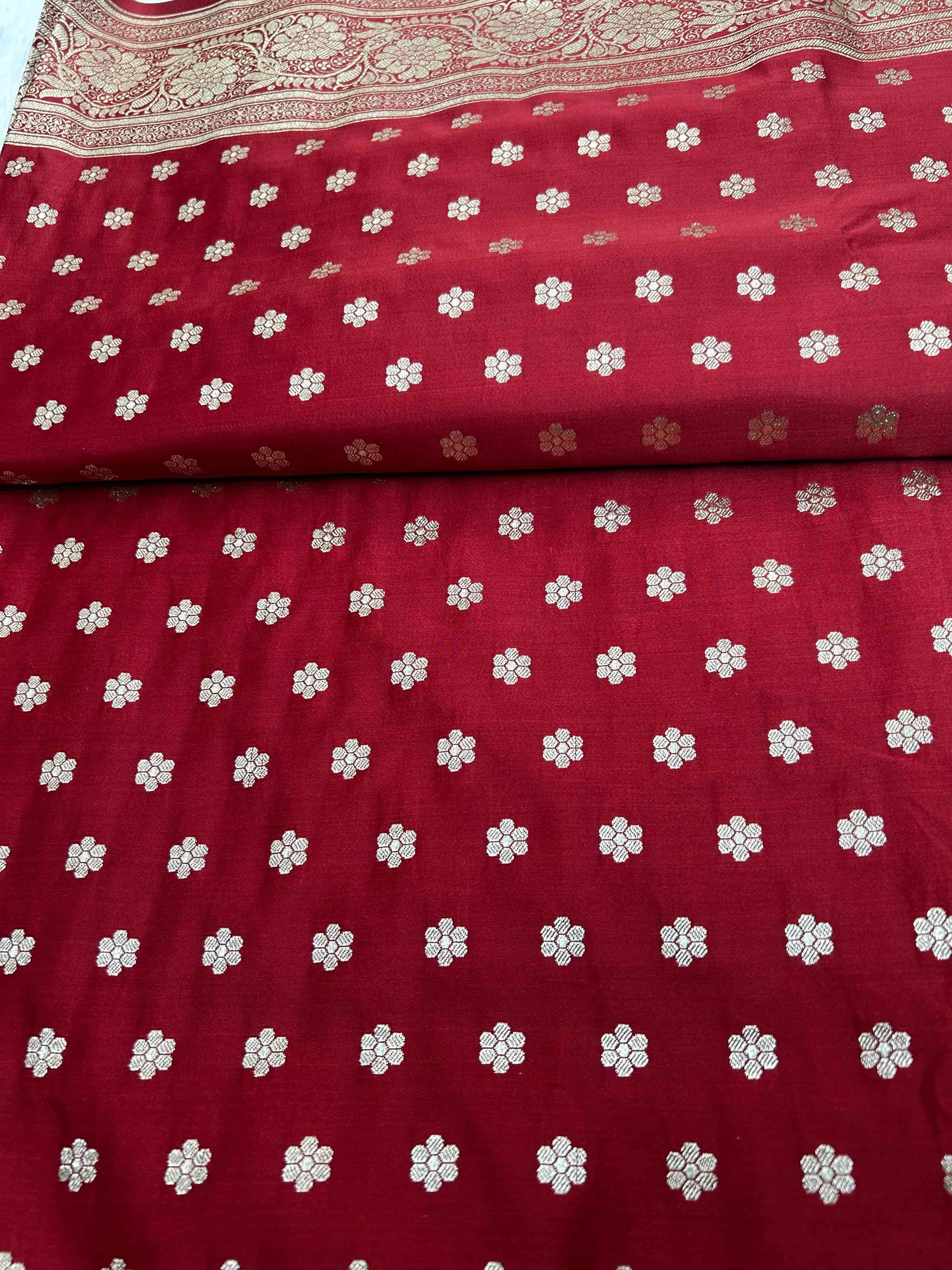 Maroon bridal katan banarasi silk saree Niaura